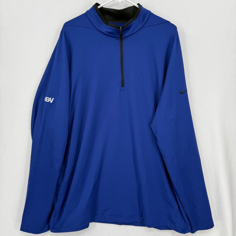 Nike Mens Golf Shirt 2XL‎ Royal Blue Quarter Zip Pullover Swoosh Logo 779795-480